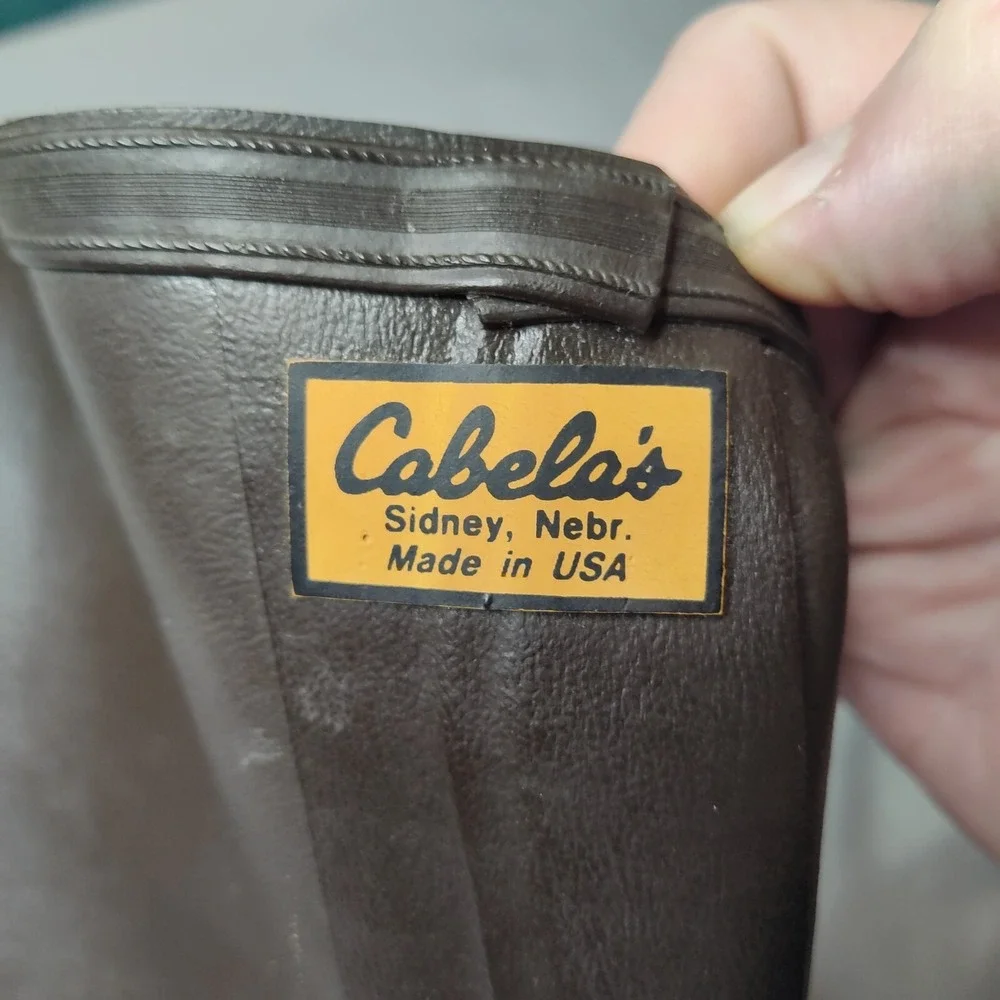 VTG Cabelas Men Size‎ 7 Steel Shank Waterproof Rain Brown Boots Made In USA